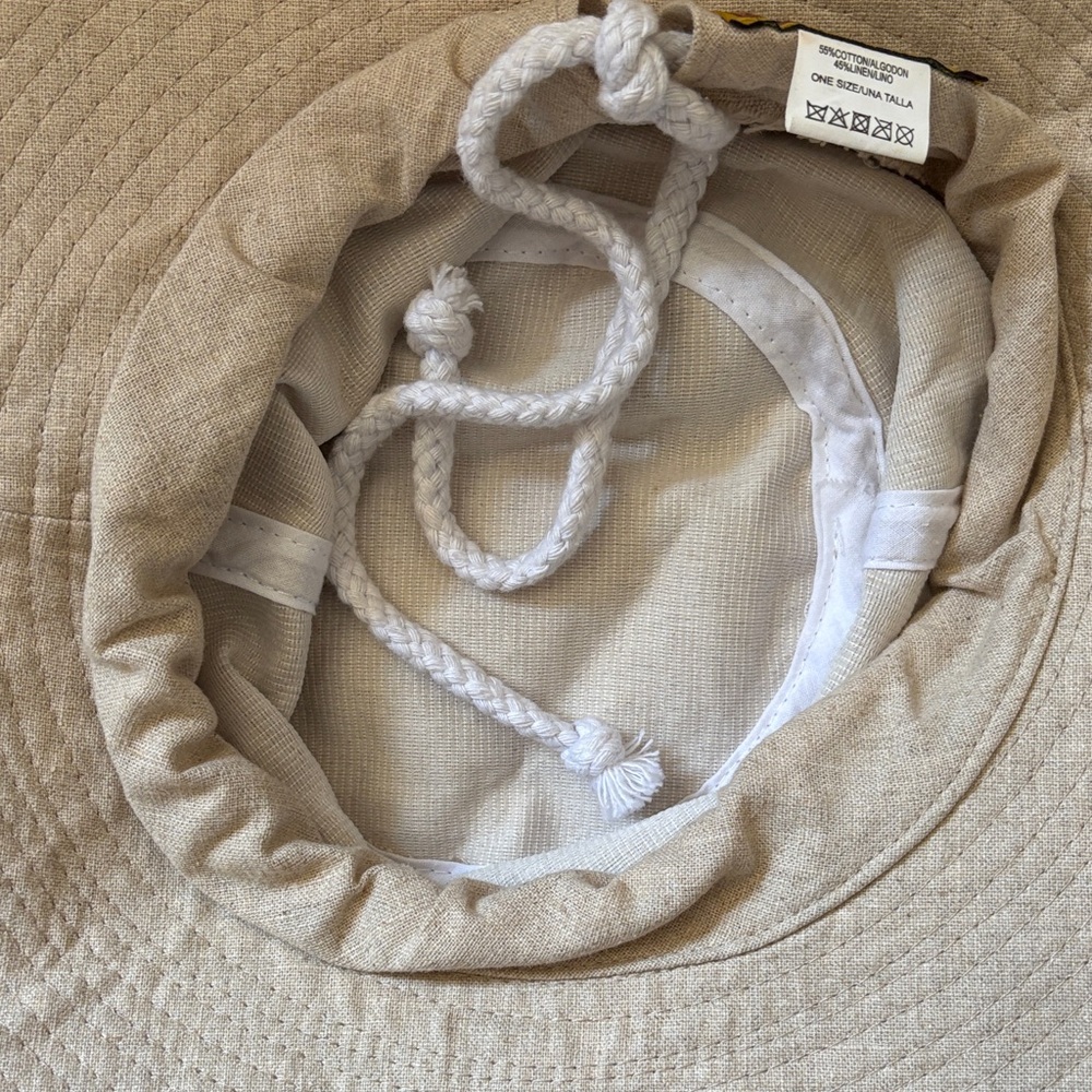 Wide Brim cotton/linen Sun Hat - Natural Beige NWOT - Picture 3 of 6